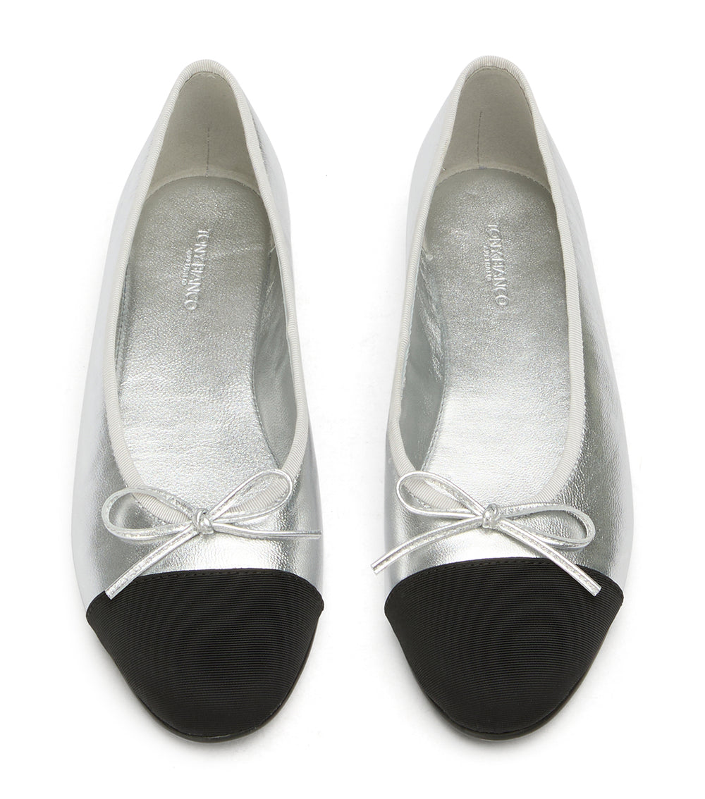 Tony Bianco Robyn Silver Nappa/Black Grosgrain - Silver Nappa/Black Grosgrain