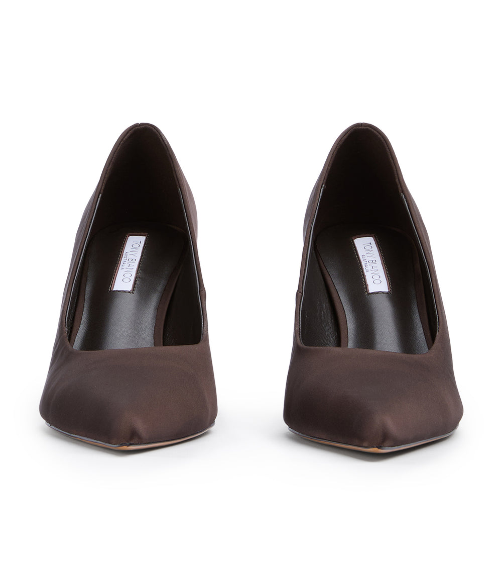 Tony Bianco Chloe Choc Satin - Choc Satin